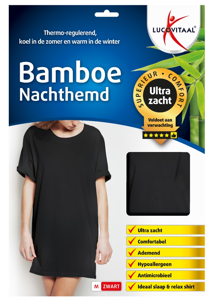 Bamboe Nachthemd Zwart Maat M