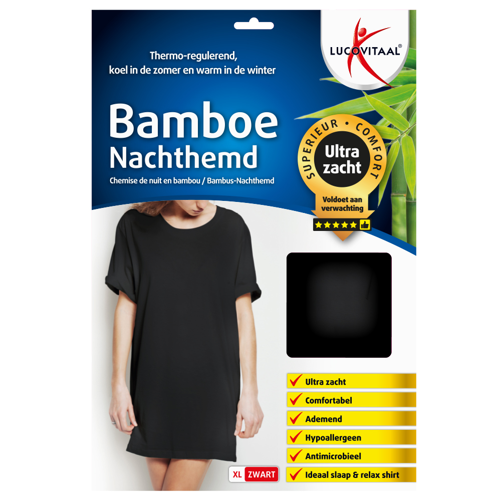 Bamboe Nachthemd Zwart Maat XL